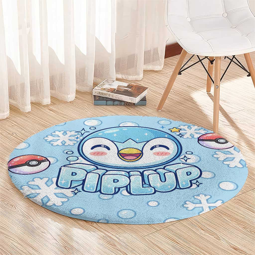 Piplup Round Carpet Cute Winter Snowflake Art