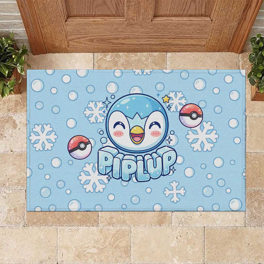 Piplup Rubber Doormat Cute Winter Snowflake Art