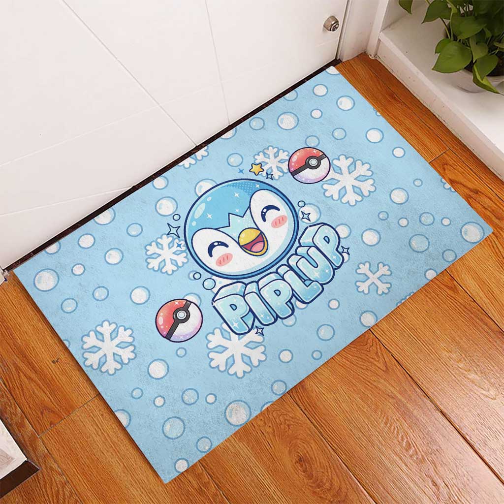 Piplup Rubber Doormat Cute Winter Snowflake Art