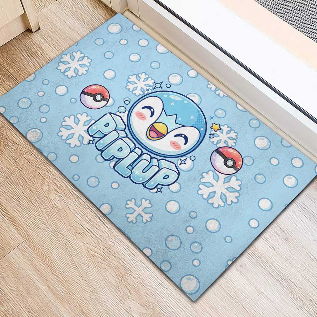 Piplup Rubber Doormat Cute Winter Snowflake Art