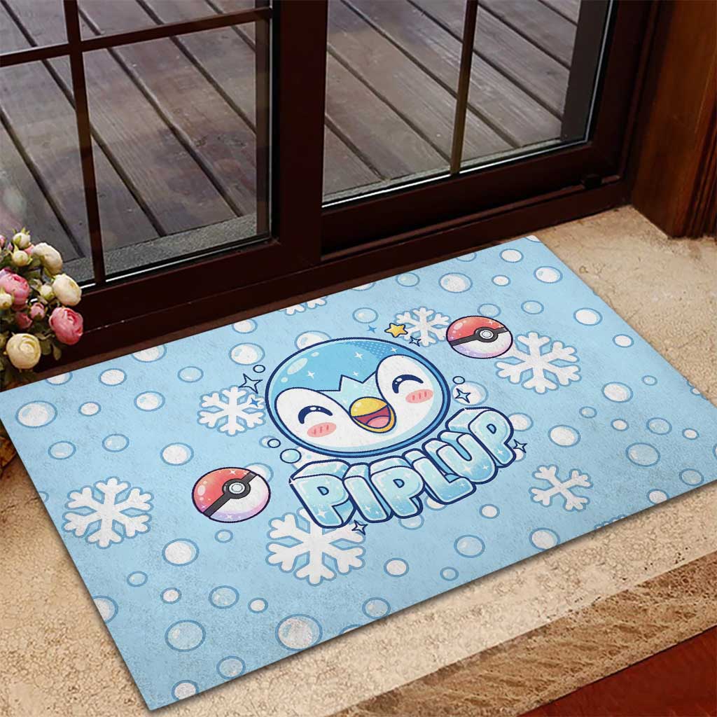 Piplup Rubber Doormat Cute Winter Snowflake Art