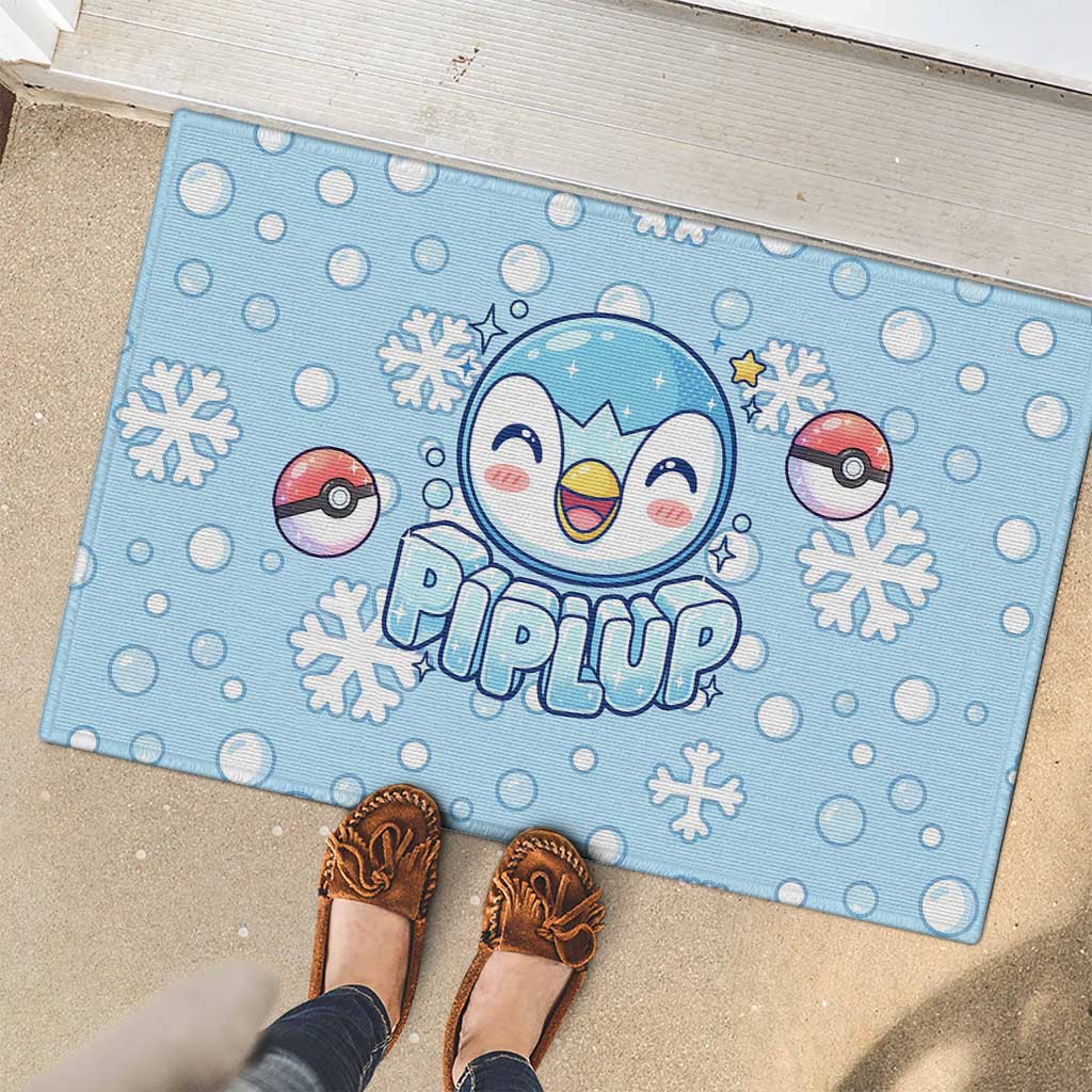 Piplup Rubber Doormat Cute Winter Snowflake Art