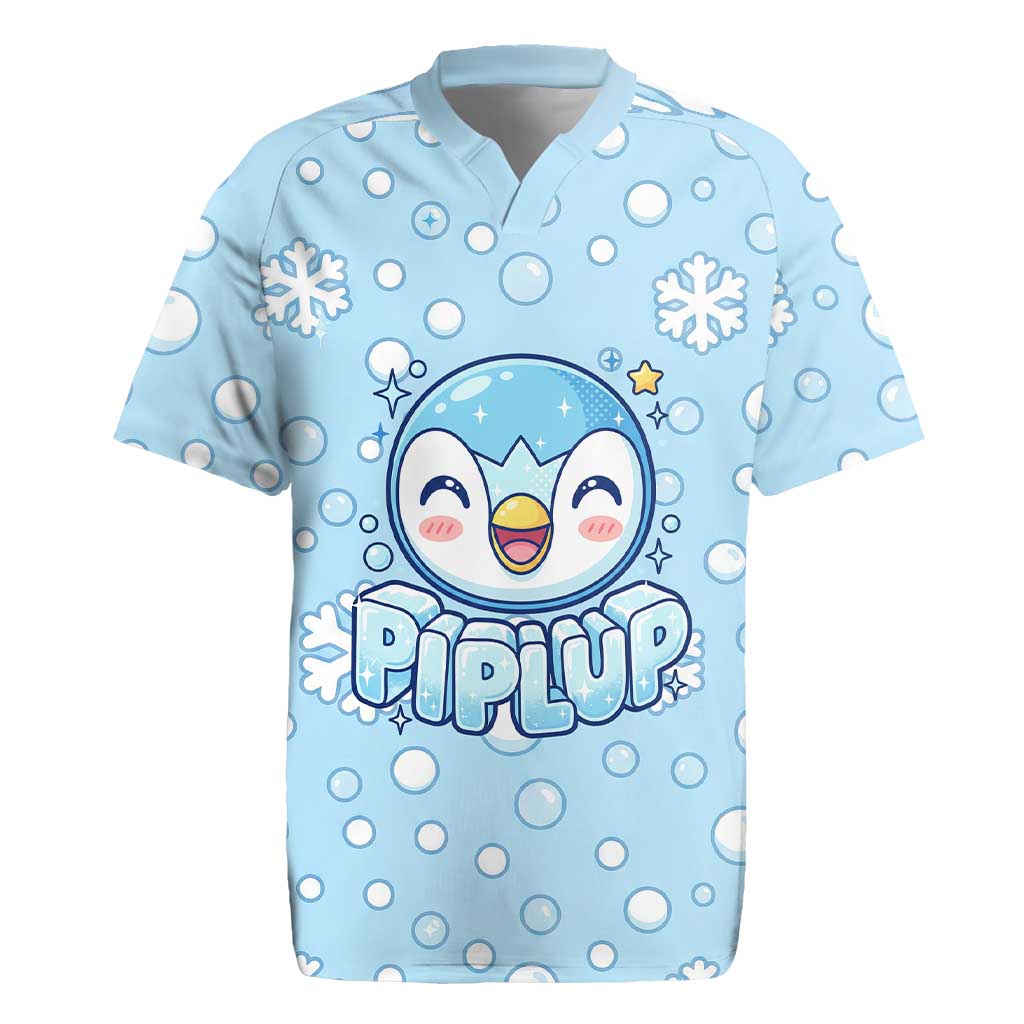 Piplup Rugby Jersey Cute Winter Snowflake Art