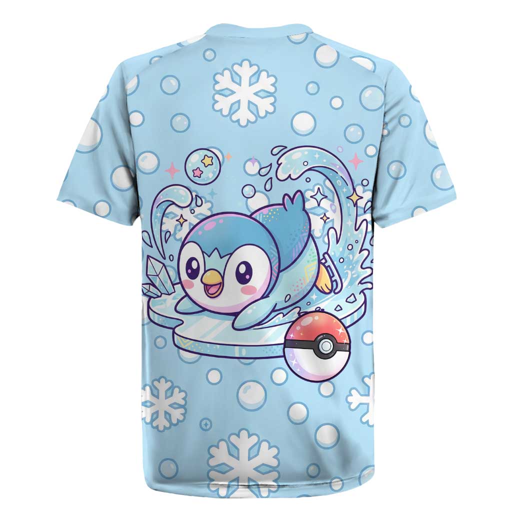 Piplup Rugby Jersey Cute Winter Snowflake Art