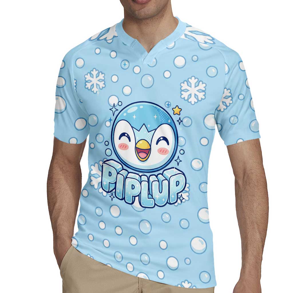 Piplup Rugby Jersey Cute Winter Snowflake Art