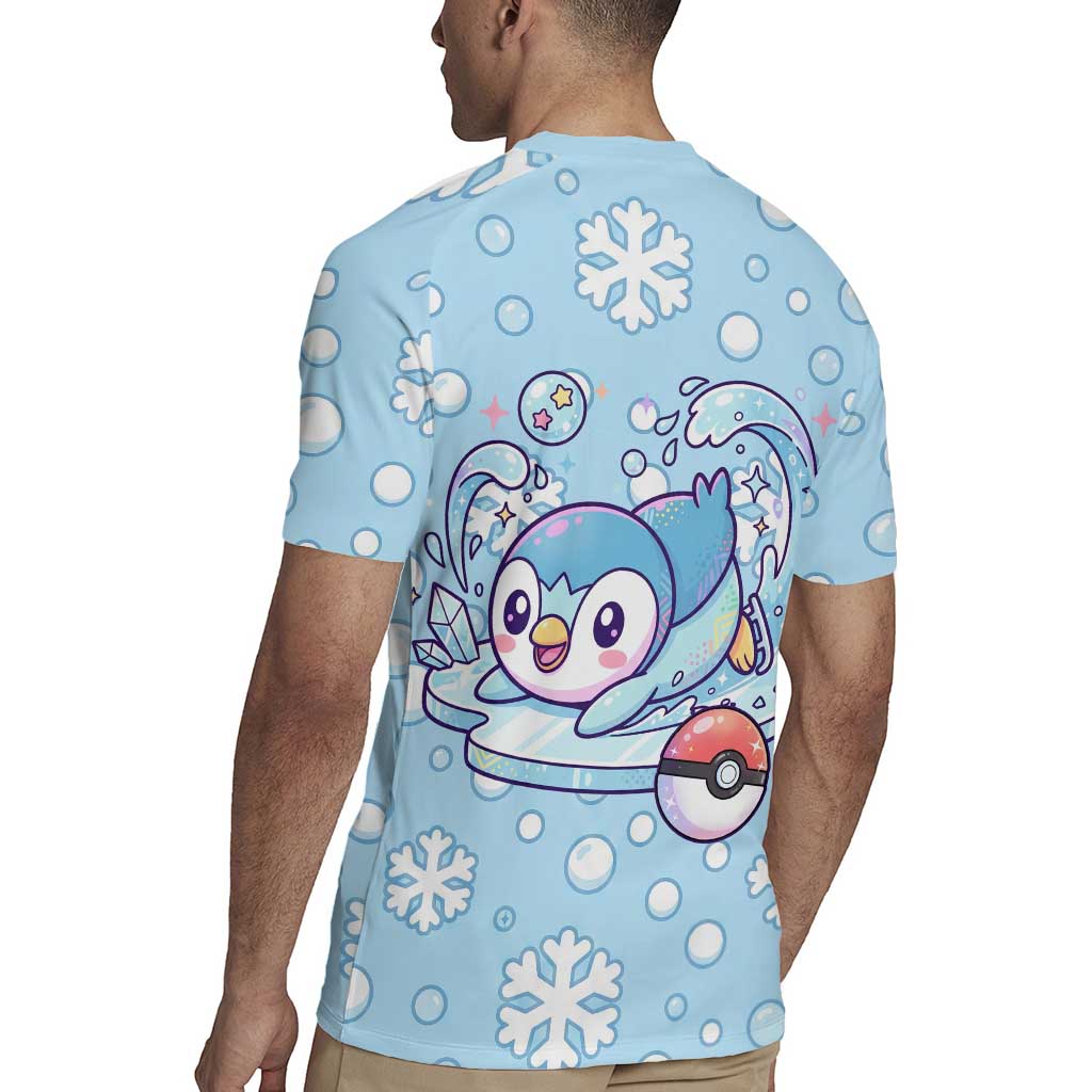 Piplup Rugby Jersey Cute Winter Snowflake Art