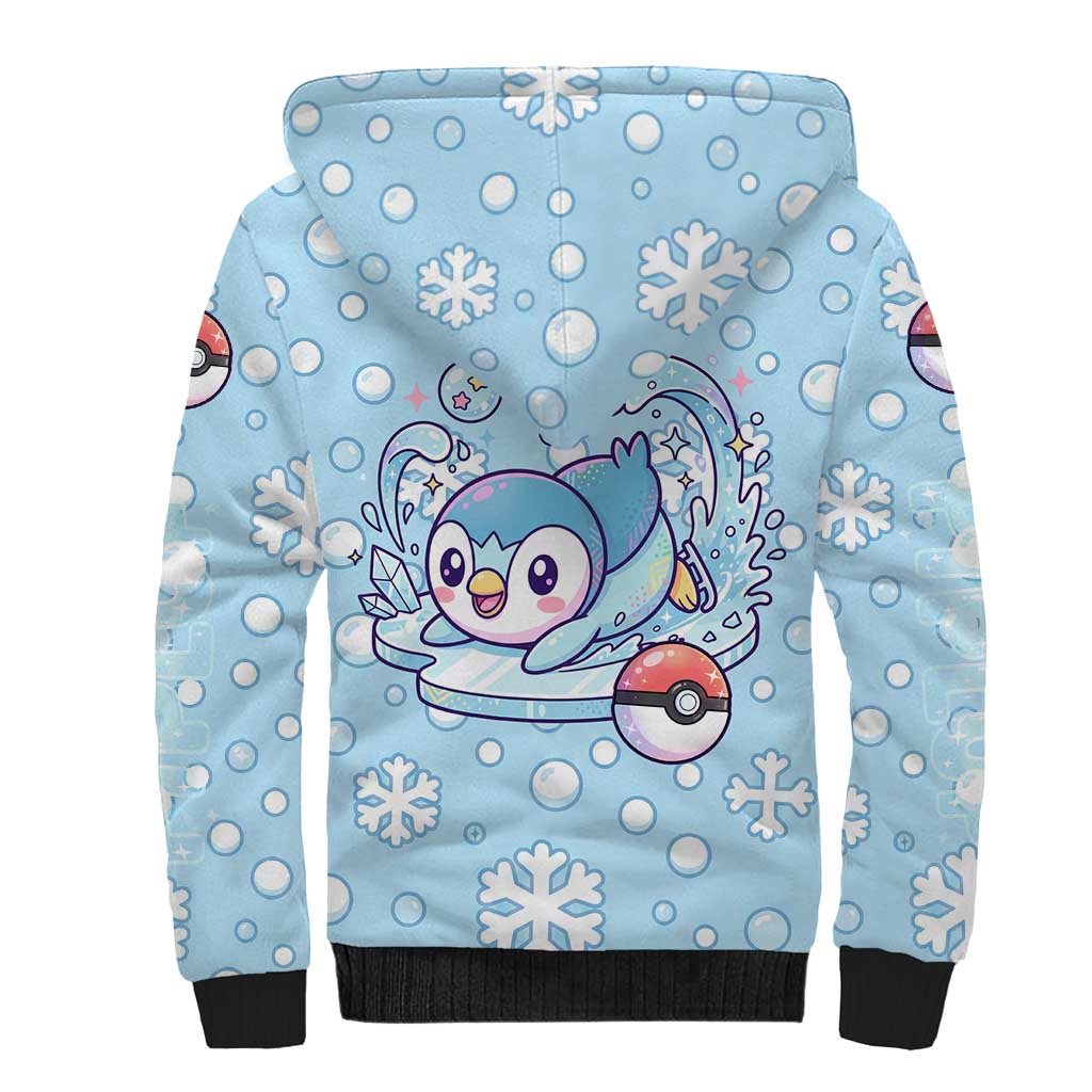 Piplup Sherpa Hoodie Cute Winter Snowflake Art