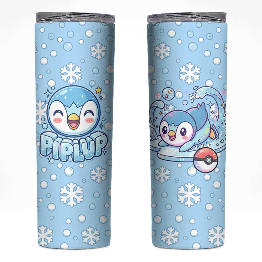Piplup Skinny Tumbler Cute Winter Snowflake Art