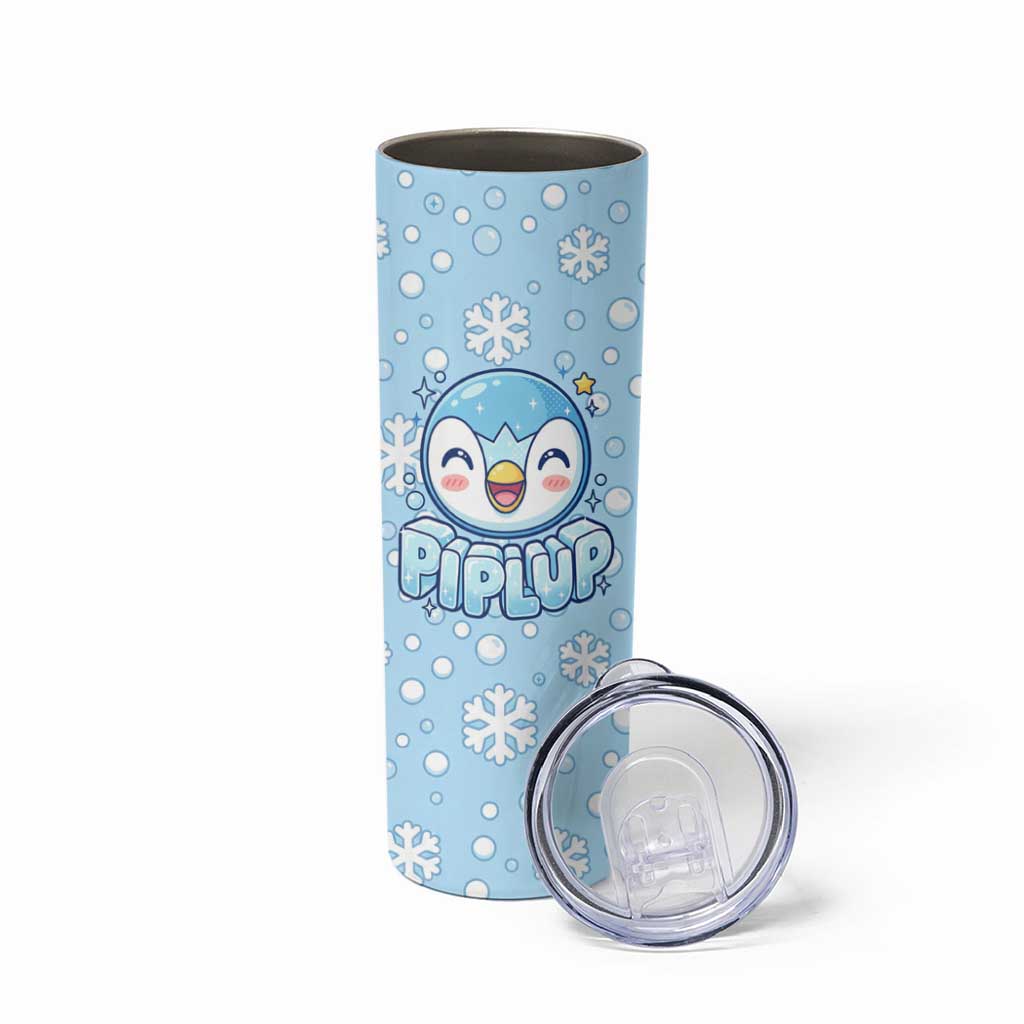 Piplup Skinny Tumbler Cute Winter Snowflake Art