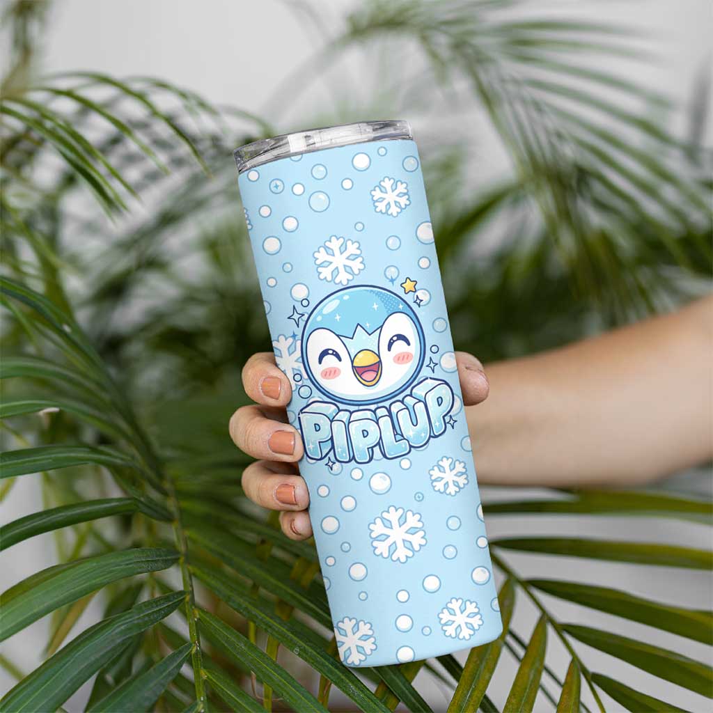 Piplup Skinny Tumbler Cute Winter Snowflake Art