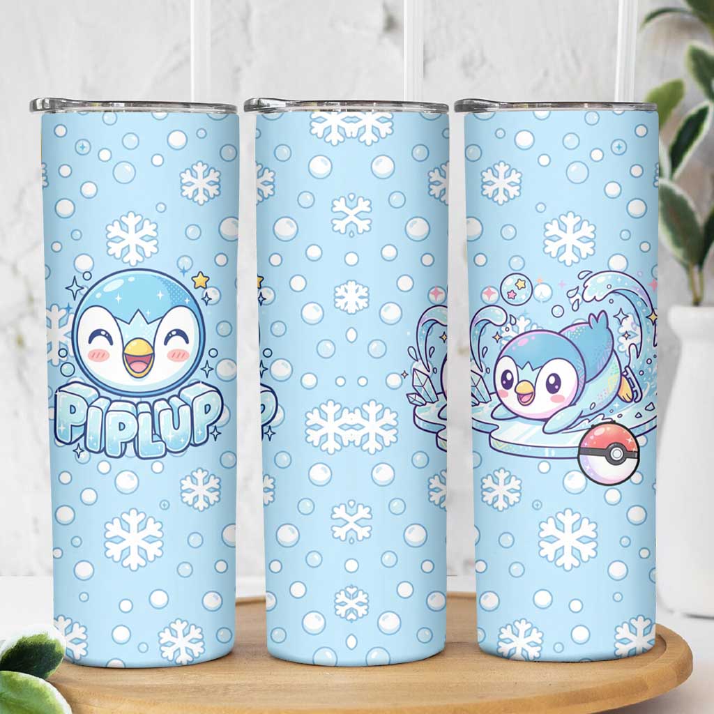Piplup Skinny Tumbler Cute Winter Snowflake Art