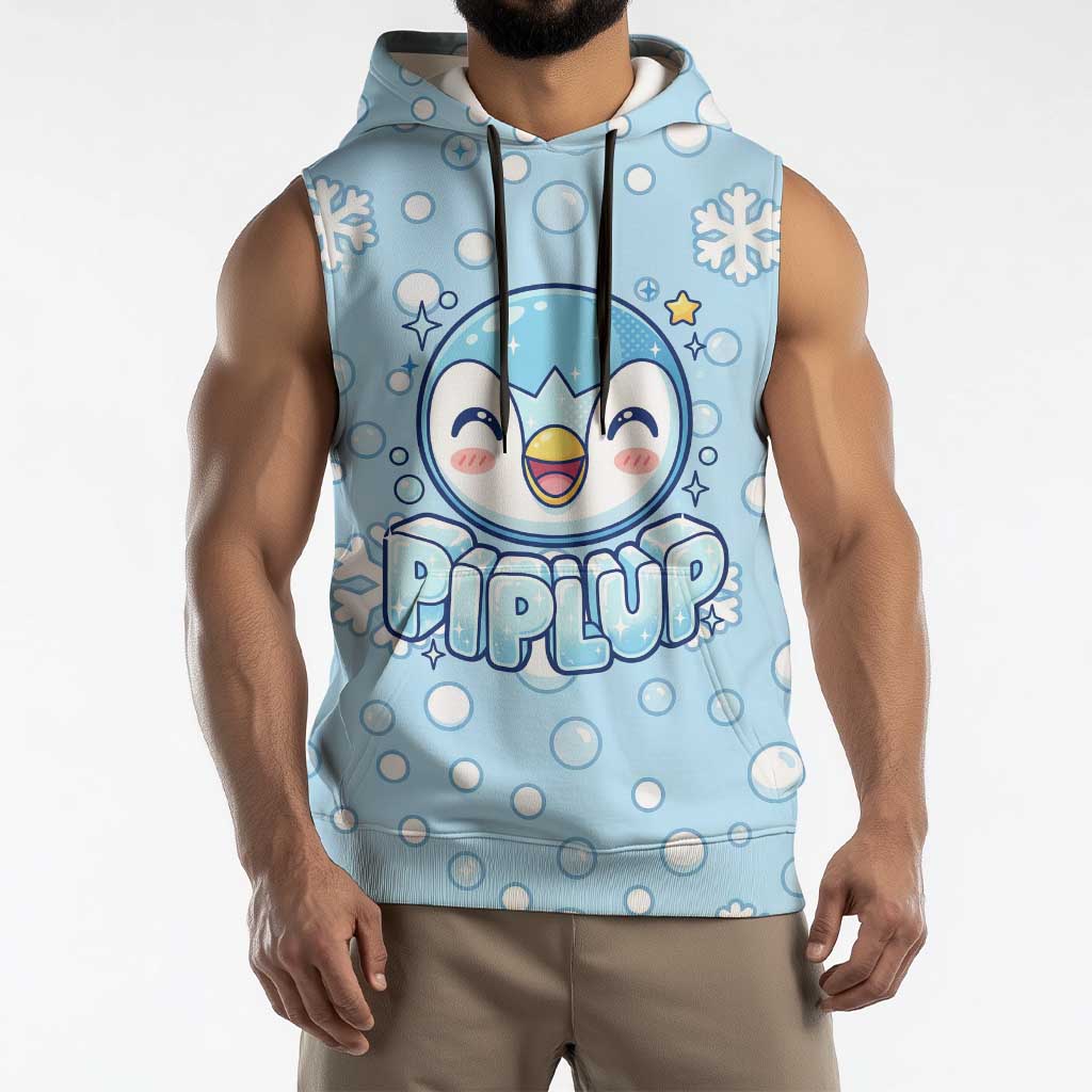 Piplup Sleeveless Hoodie Cute Winter Snowflake Art