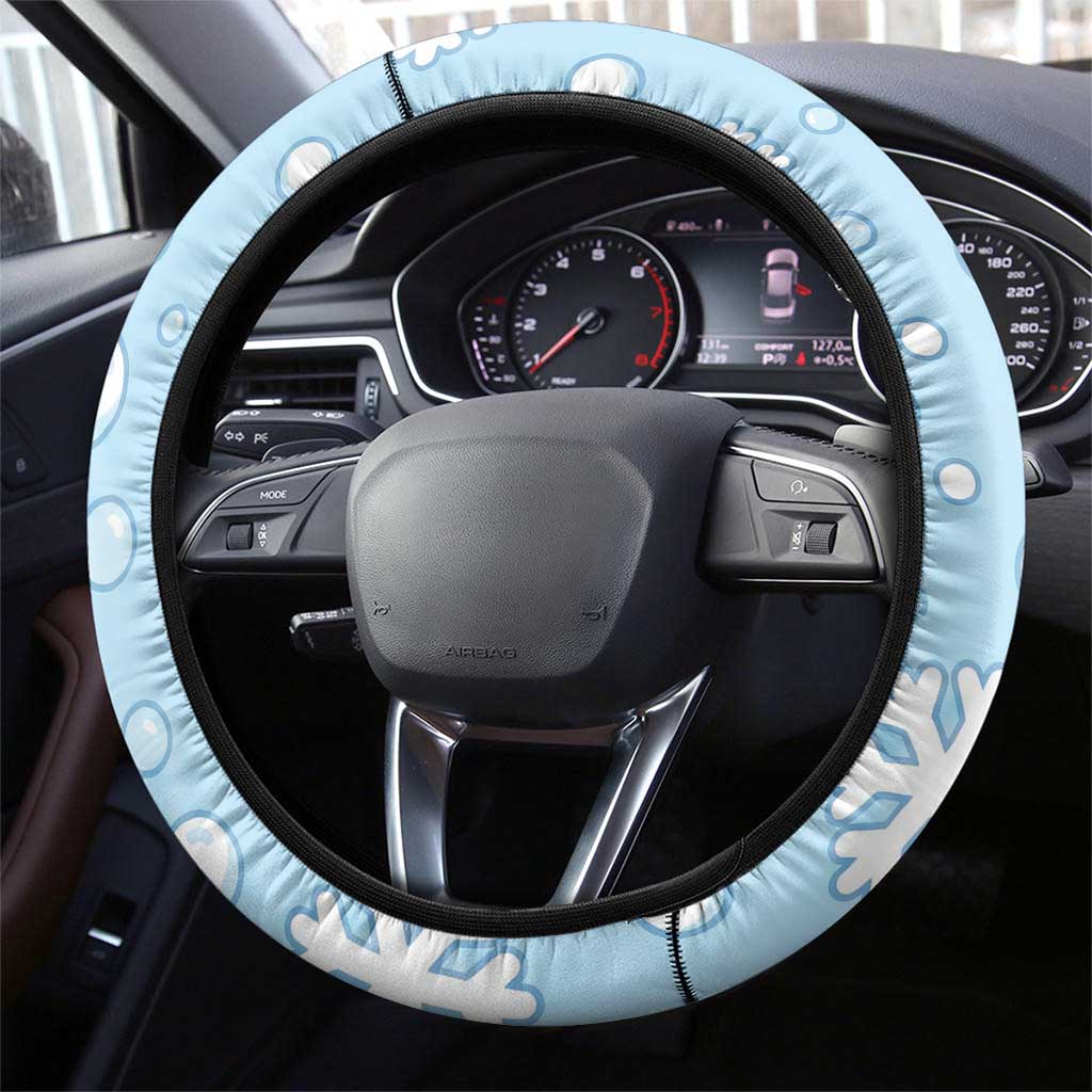 Piplup Steering Wheel Cover Cute Winter Snowflake Art