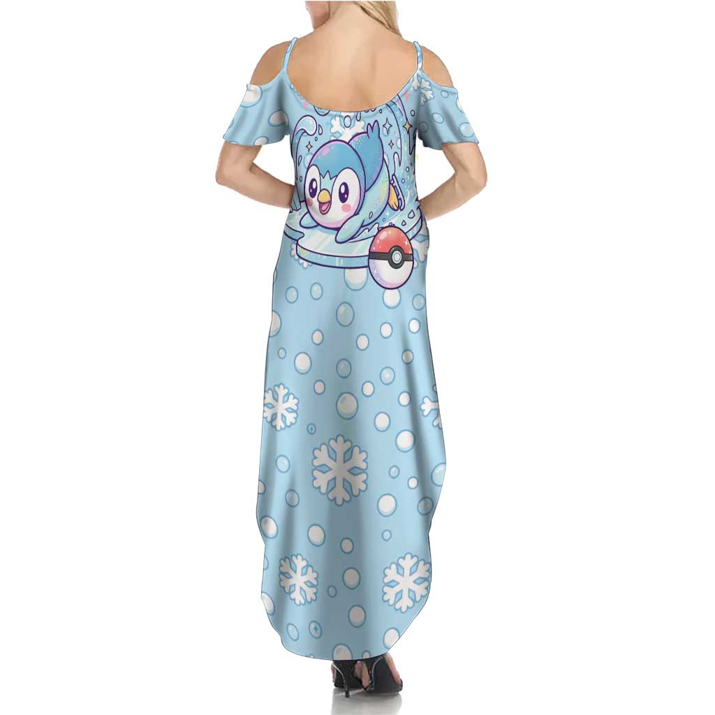 Piplup Summer Maxi Dress Cute Winter Snowflake Art