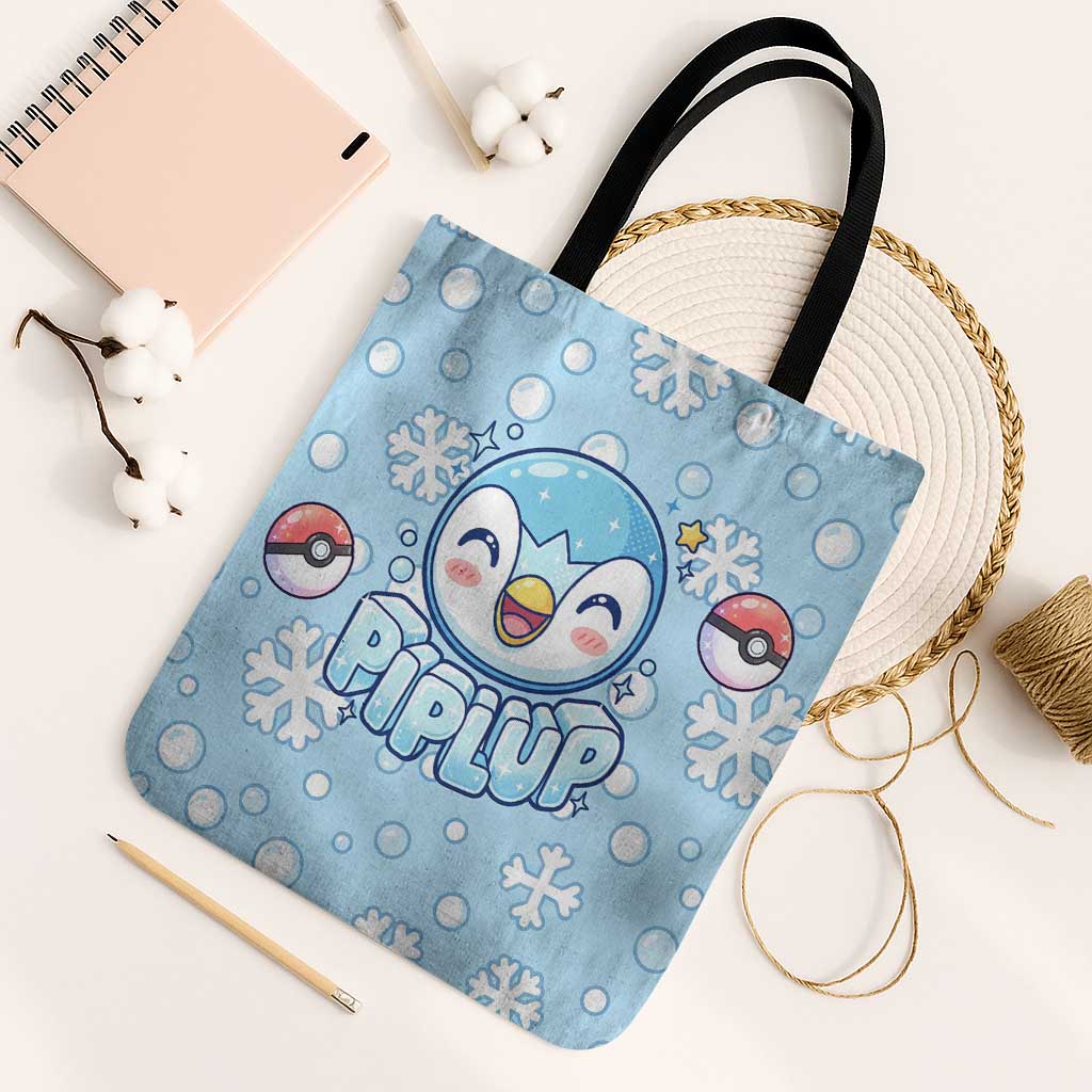 Piplup Tote Bag Cute Winter Snowflake Art
