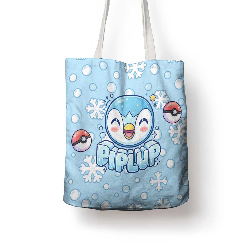 Piplup Tote Bag Cute Winter Snowflake Art