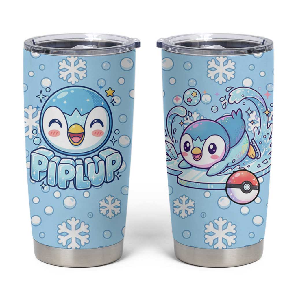 Piplup Tumbler Cup Cute Winter Snowflake Art
