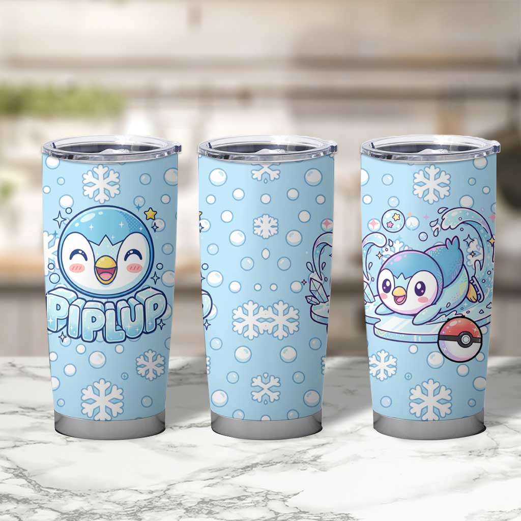 Piplup Tumbler Cup Cute Winter Snowflake Art