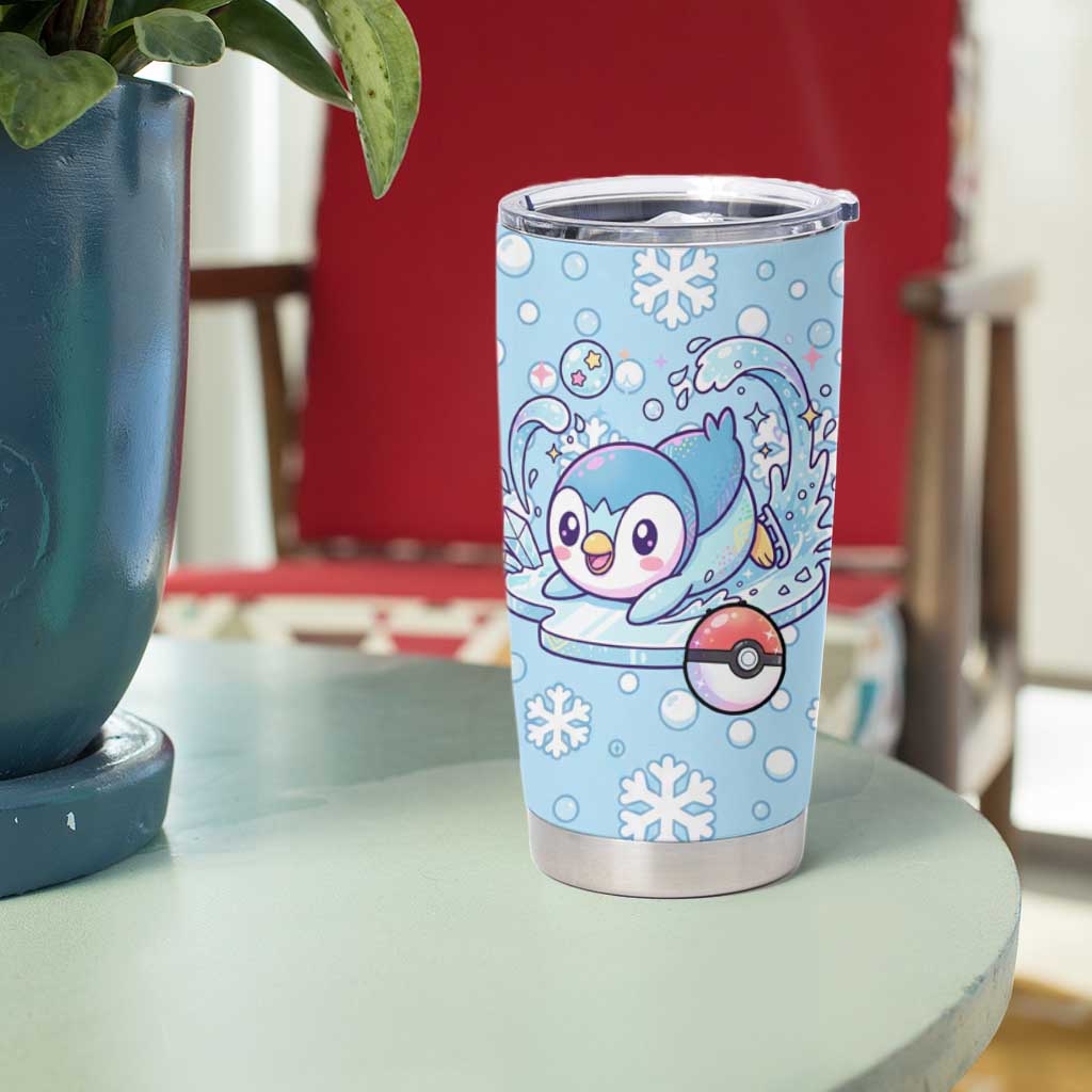 Piplup Tumbler Cup Cute Winter Snowflake Art