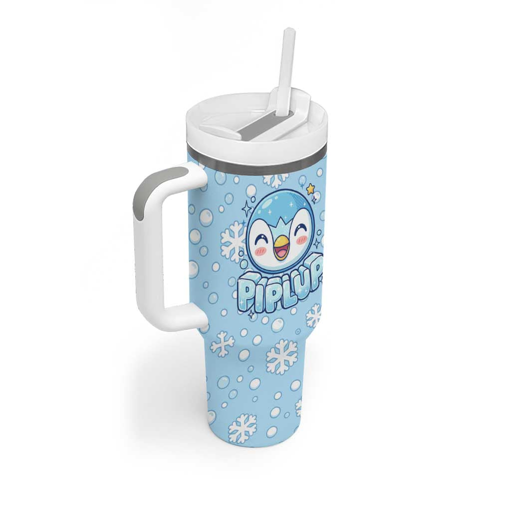 Piplup Tumbler With Handle Cute Winter Snowflake Art