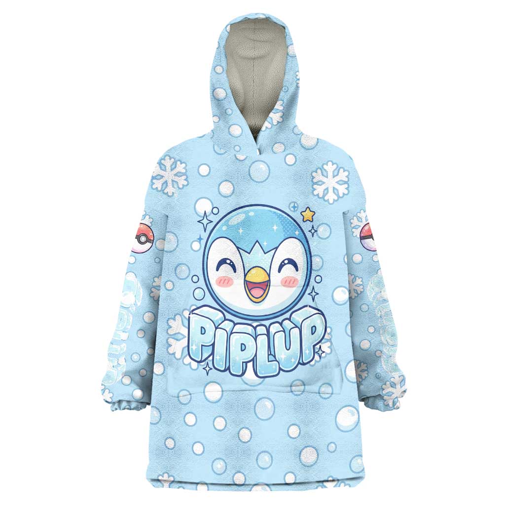 Piplup Wearable Blanket Hoodie Cute Winter Snowflake Art