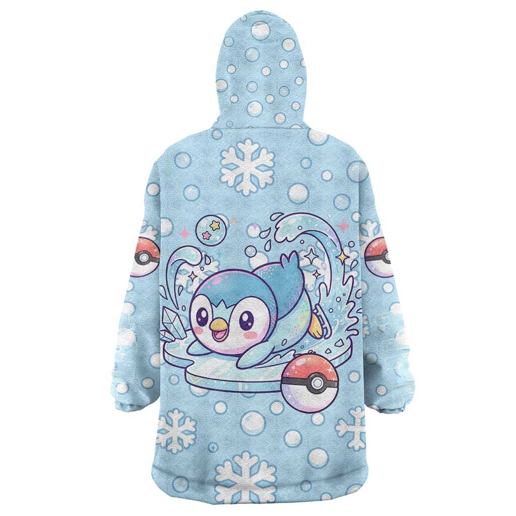 Piplup Wearable Blanket Hoodie Cute Winter Snowflake Art