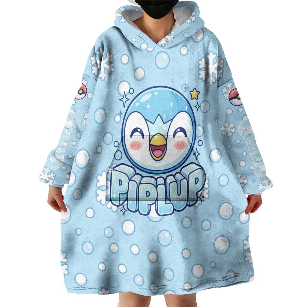 Piplup Wearable Blanket Hoodie Cute Winter Snowflake Art