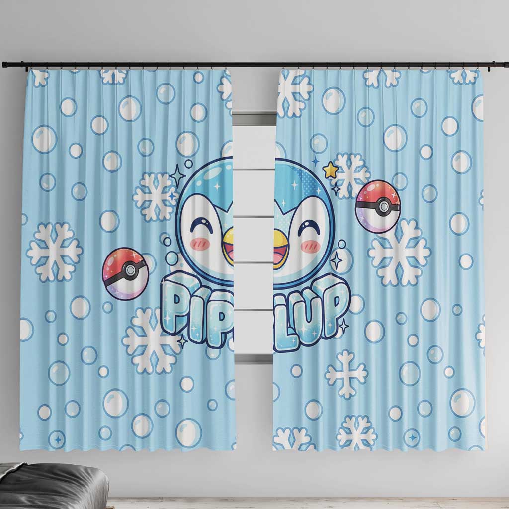 Piplup Window Curtain Cute Winter Snowflake Art