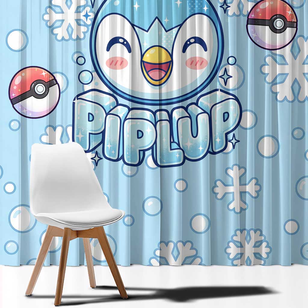 Piplup Window Curtain Cute Winter Snowflake Art