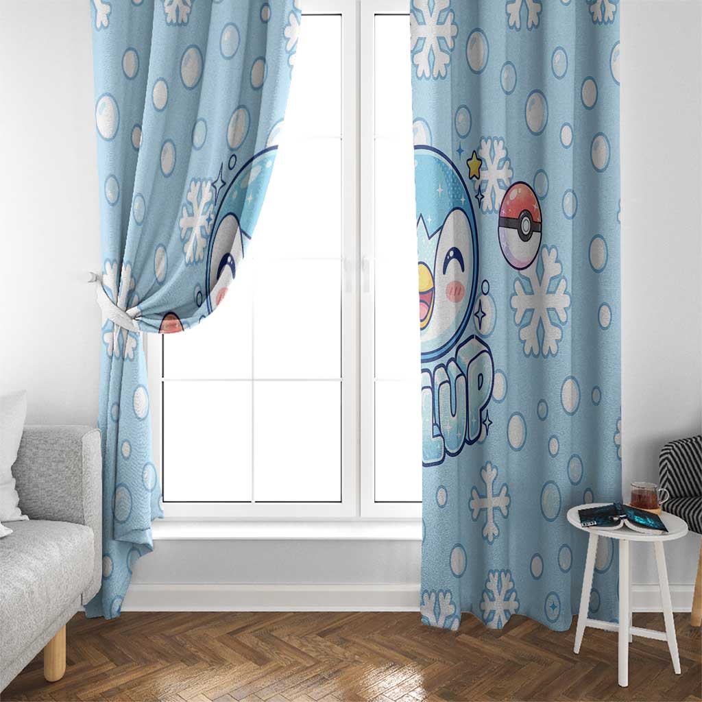 Piplup Window Curtain Cute Winter Snowflake Art