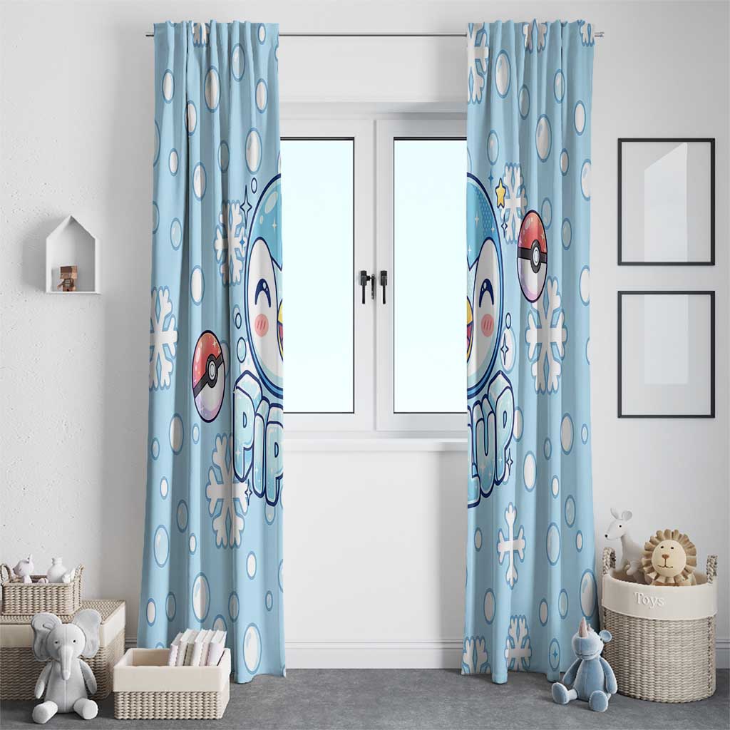 Piplup Window Curtain Cute Winter Snowflake Art