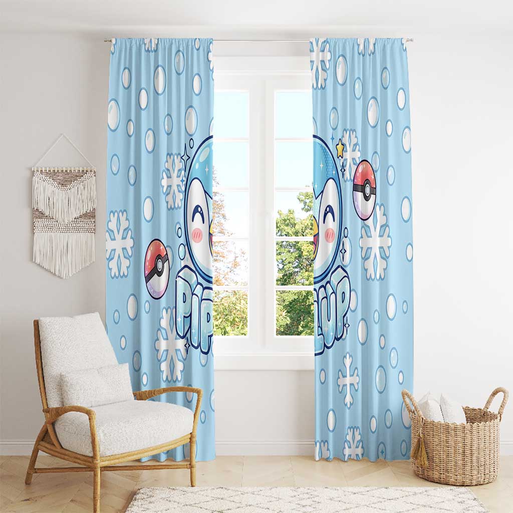 Piplup Window Curtain Cute Winter Snowflake Art