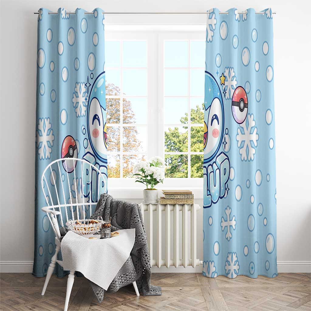 Piplup Window Curtain Cute Winter Snowflake Art