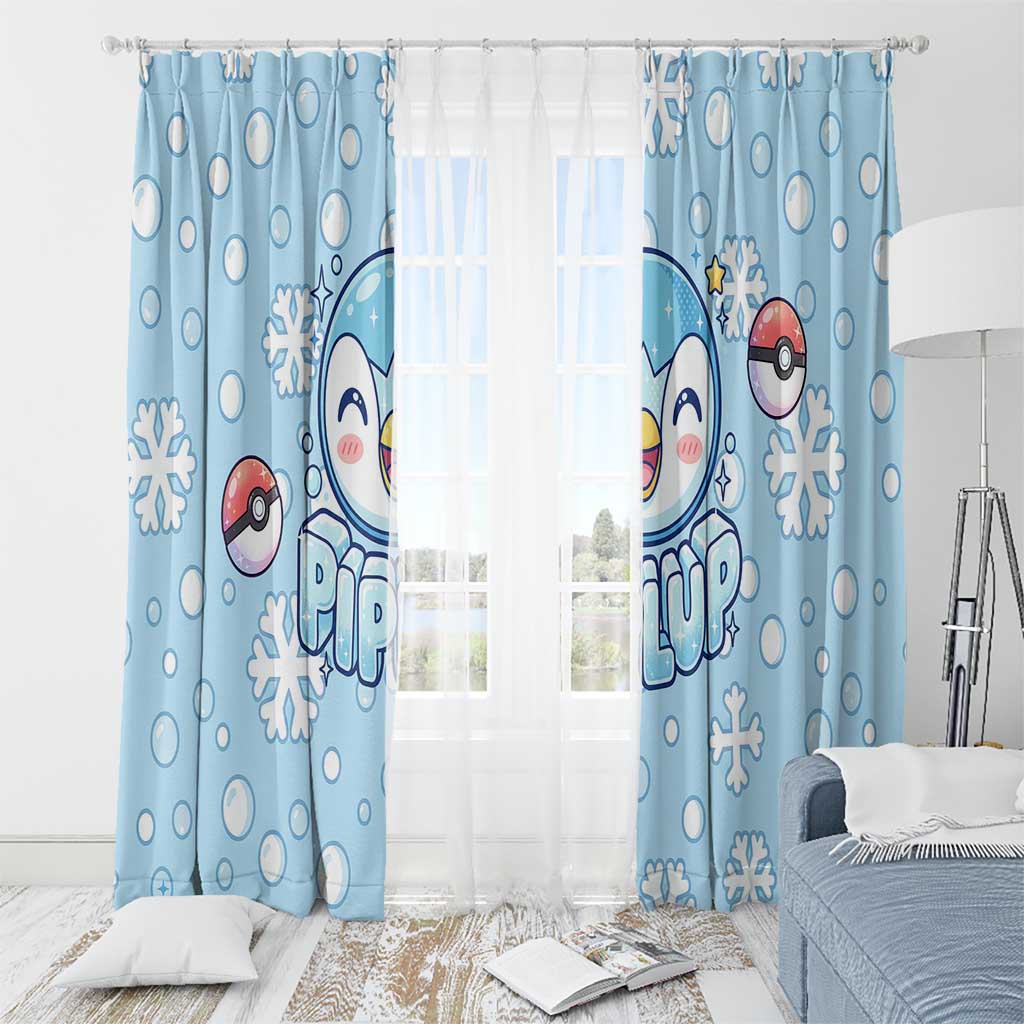 Piplup Window Curtain Cute Winter Snowflake Art