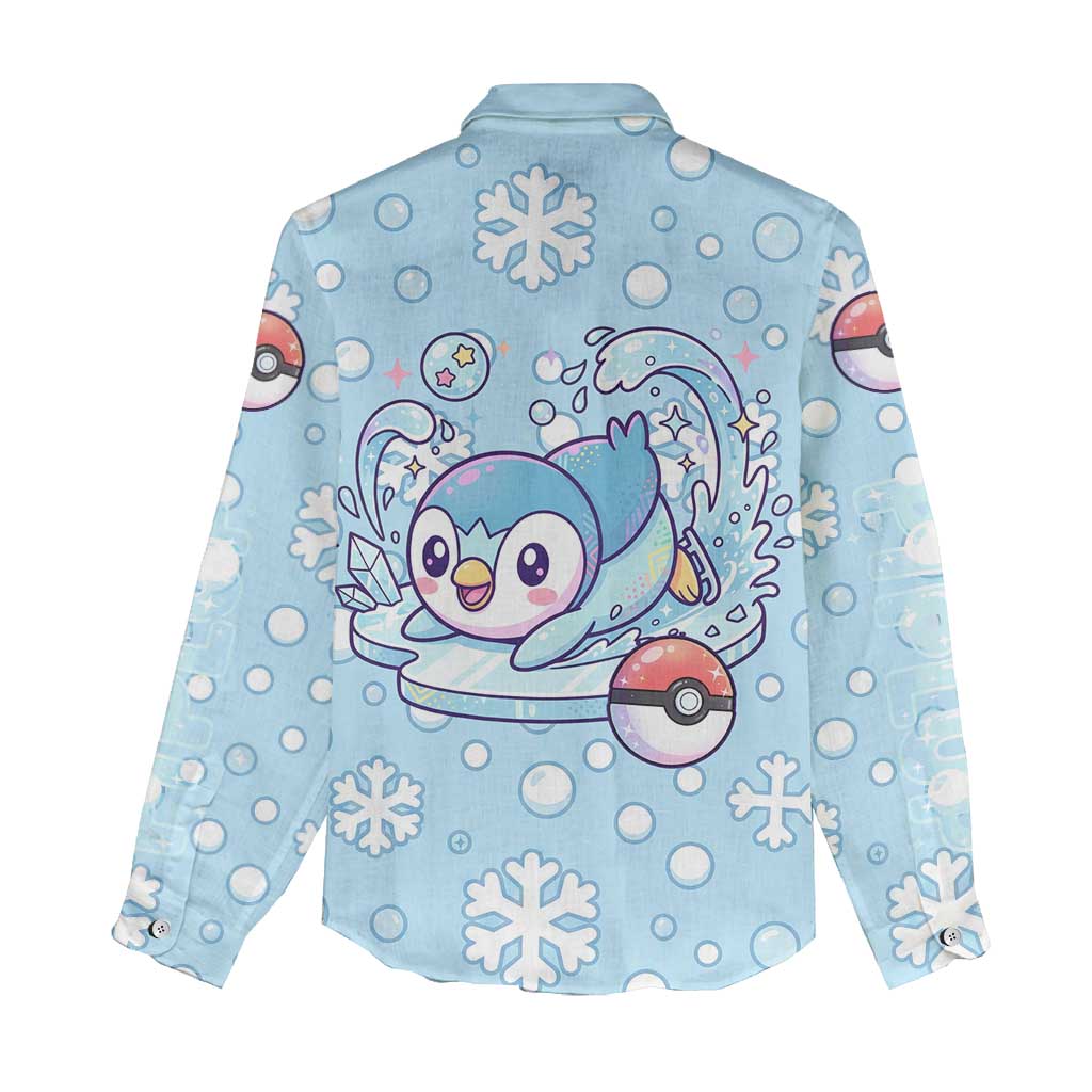 Piplup Women Casual Shirt Cute Winter Snowflake Art