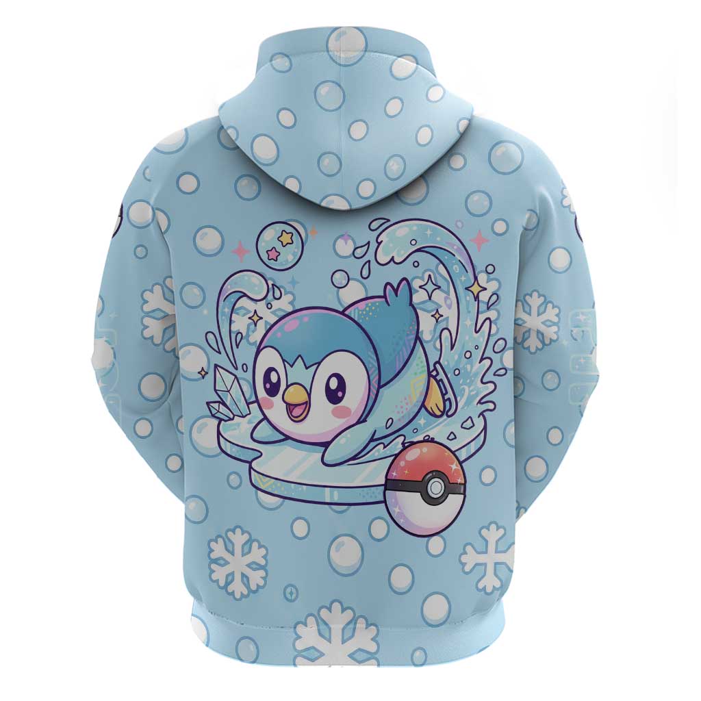 Piplup Zip Hoodie Cute Winter Snowflake Art