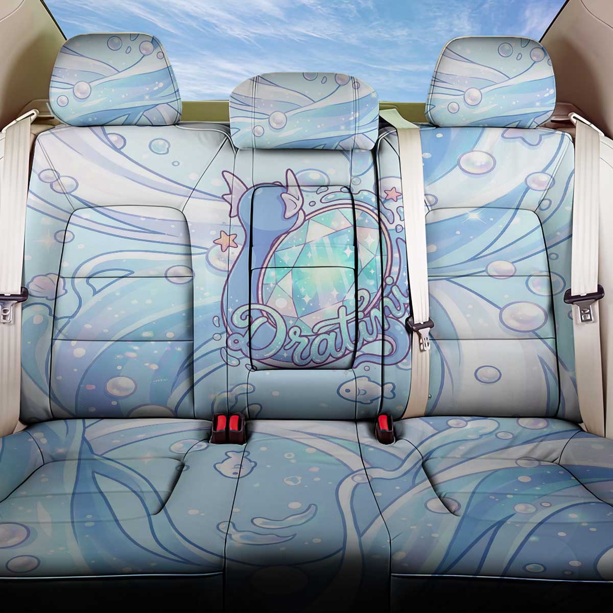 Dratini Back Car Seat Cover Pastel Aquatic Crystal Art
