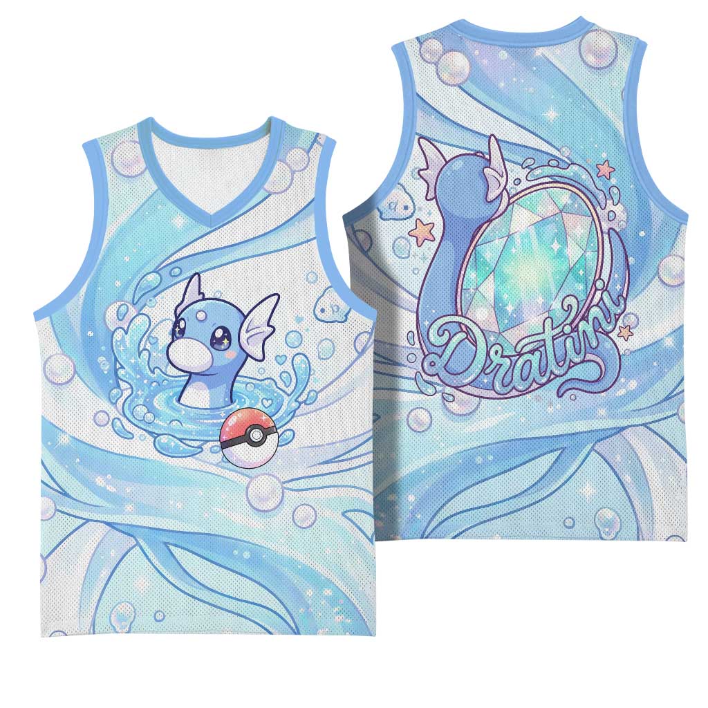 Dratini Basketball Jersey Pastel Aquatic Crystal Art