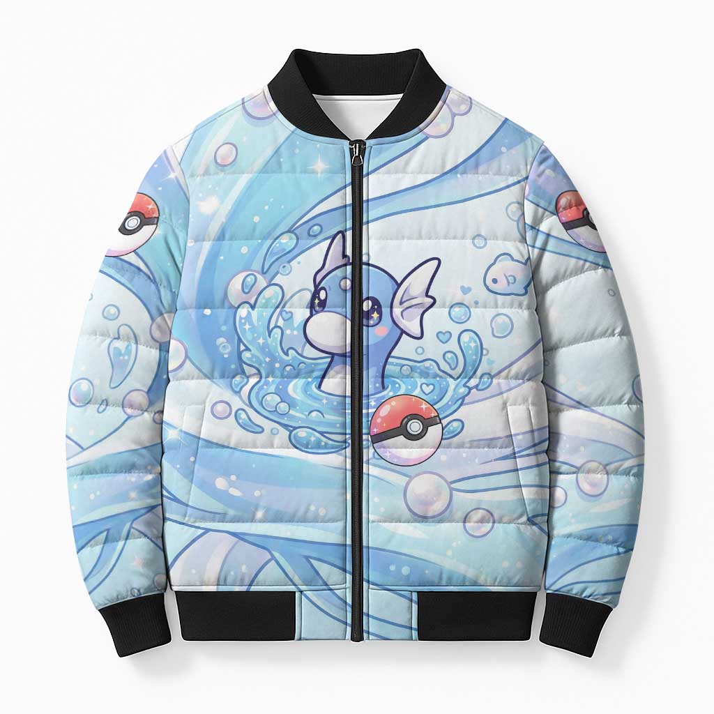 Dratini Bomber Puffer Jacket Pastel Aquatic Crystal Art