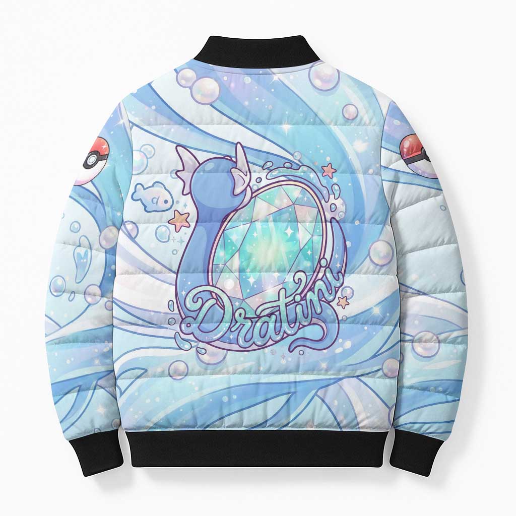 Dratini Bomber Puffer Jacket Pastel Aquatic Crystal Art