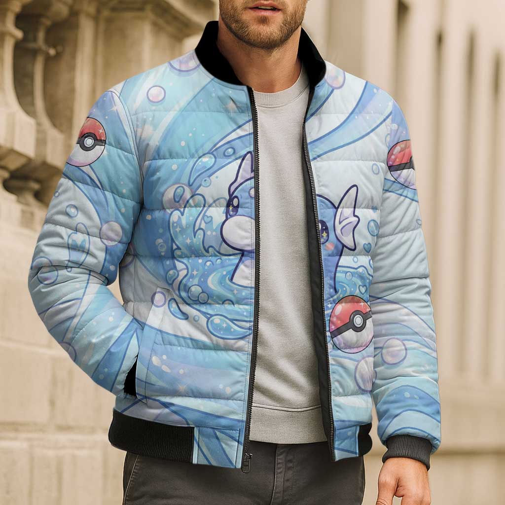 Dratini Bomber Puffer Jacket Pastel Aquatic Crystal Art