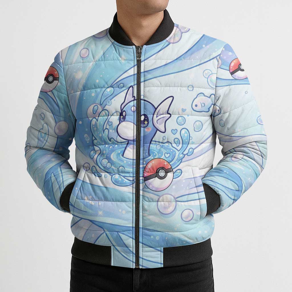 Dratini Bomber Puffer Jacket Pastel Aquatic Crystal Art