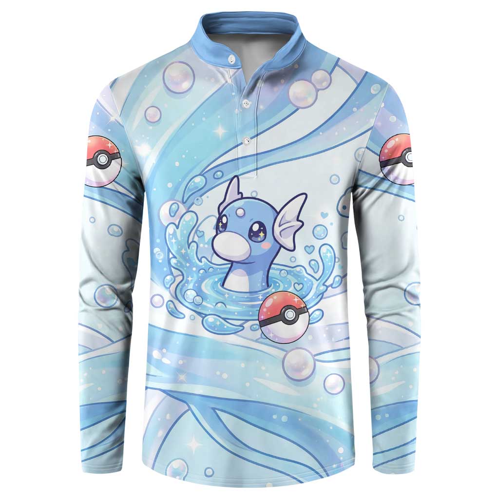 Dratini Button Sweatshirt Pastel Aquatic Crystal Art