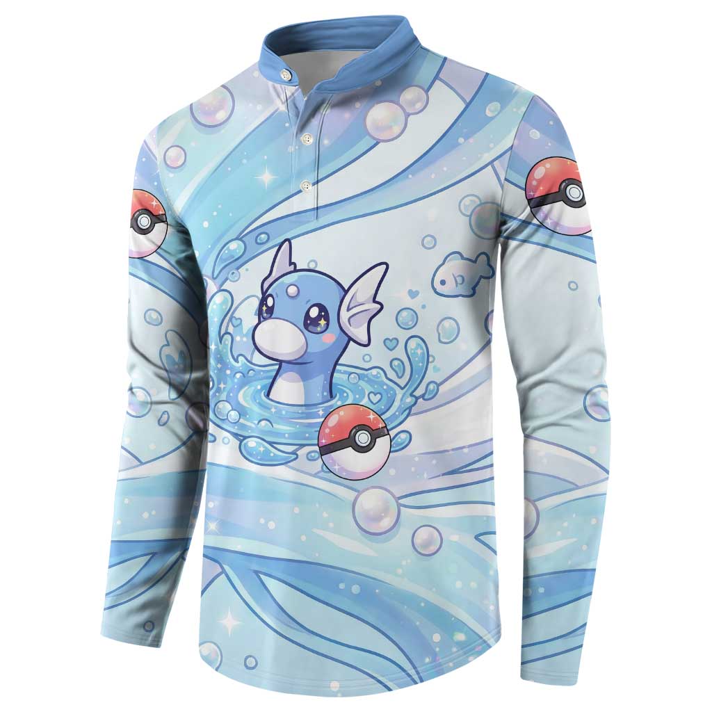 Dratini Button Sweatshirt Pastel Aquatic Crystal Art