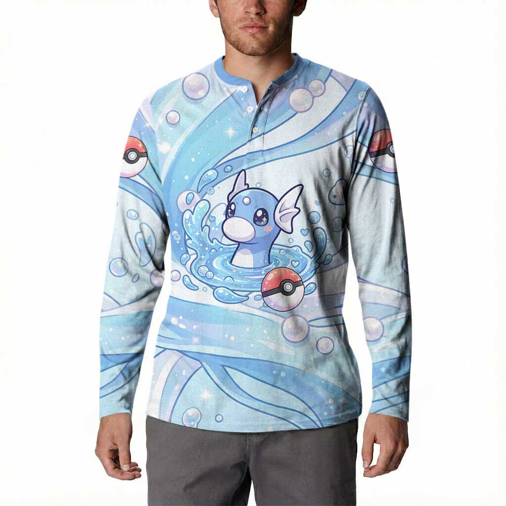 Dratini Button Sweatshirt Pastel Aquatic Crystal Art