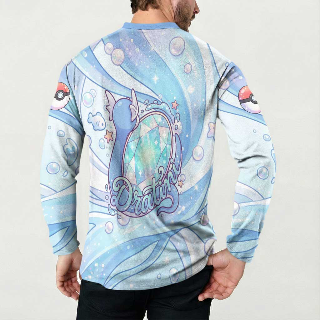 Dratini Button Sweatshirt Pastel Aquatic Crystal Art