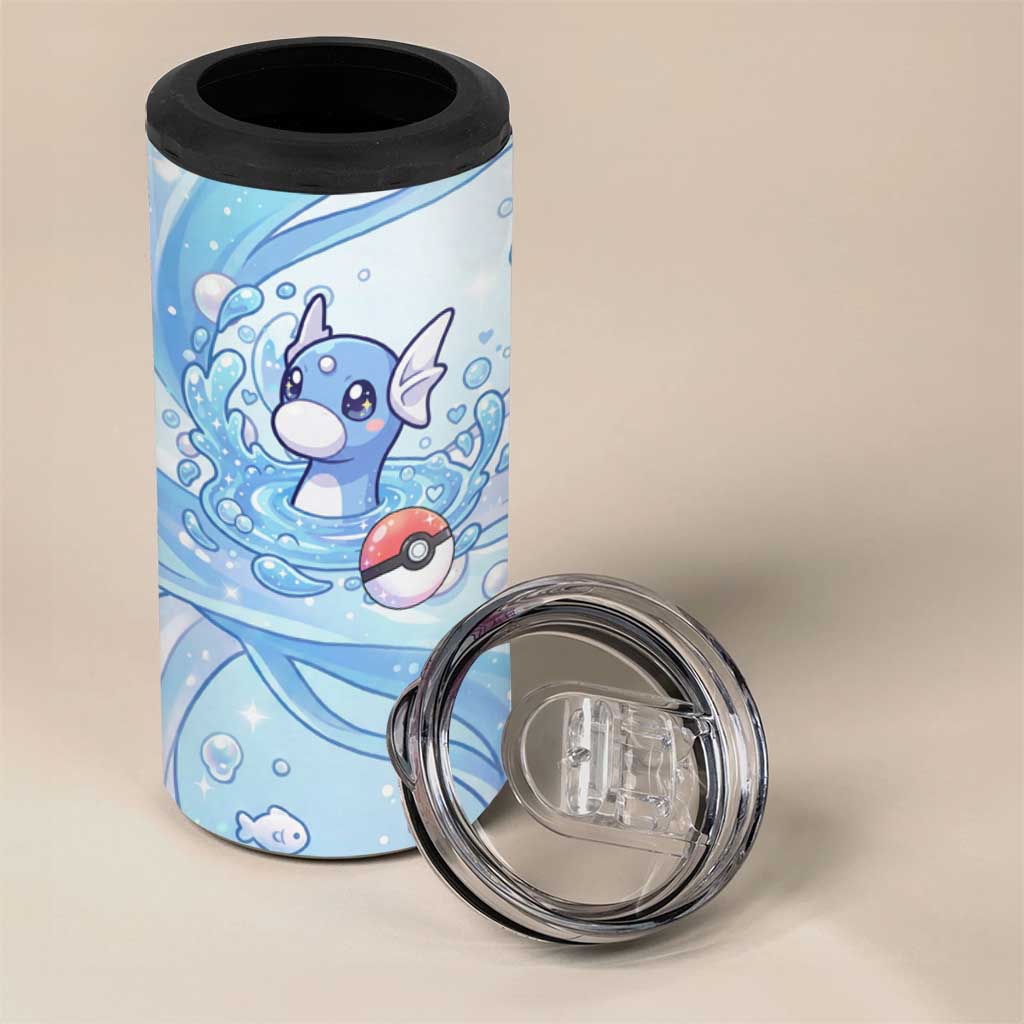 Dratini 4 in 1 Can Cooler Tumbler Pastel Aquatic Crystal Art