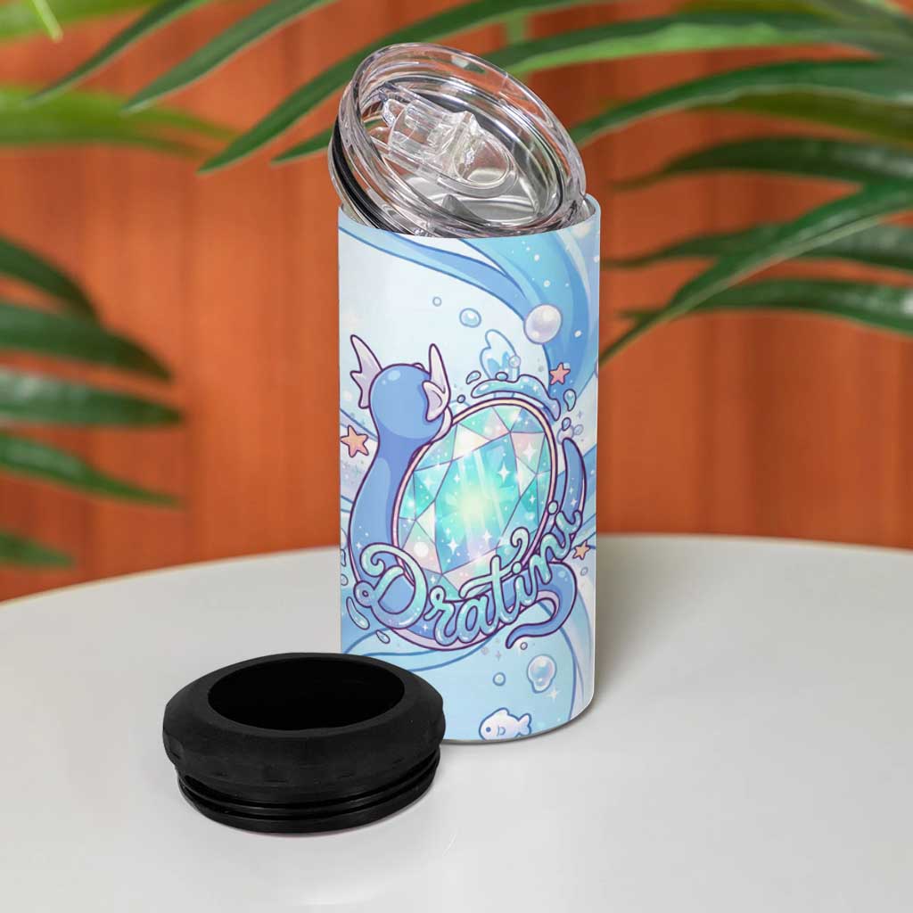 Dratini 4 in 1 Can Cooler Tumbler Pastel Aquatic Crystal Art