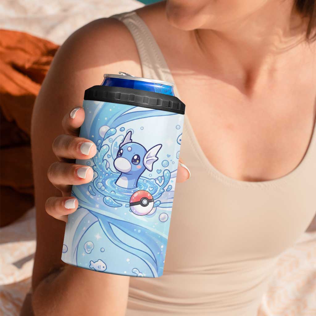 Dratini 4 in 1 Can Cooler Tumbler Pastel Aquatic Crystal Art