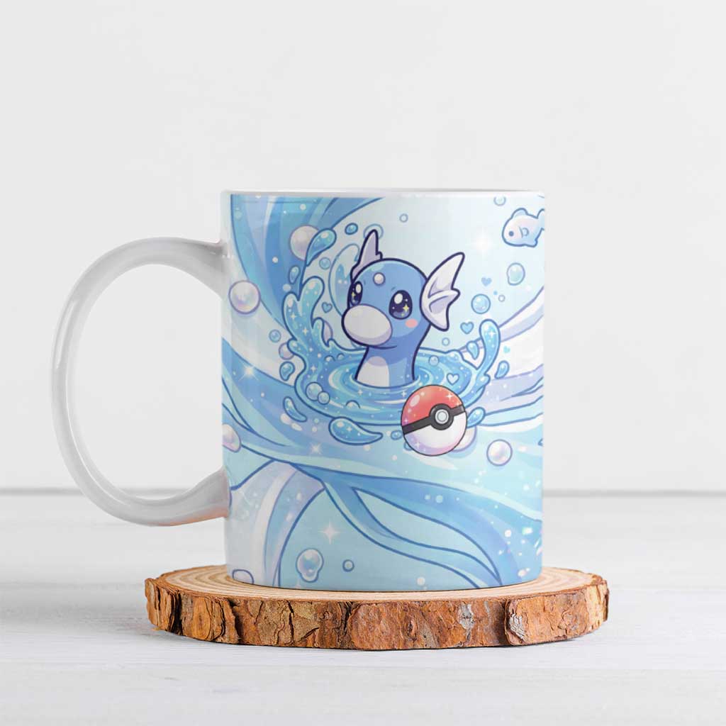 Dratini Ceramic Mug Pastel Aquatic Crystal Art